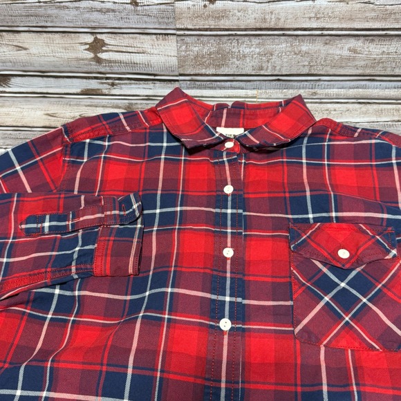 The North Face Tops - The North Face Button Up Shirt Womens Large Red Plaid Flannel Long Sleeve Pocket